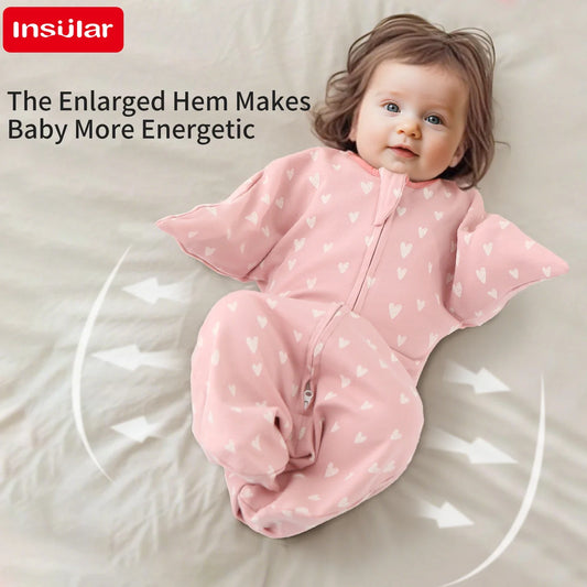INSULAR Infant Hugging Blanket Soft Sleeping Bag All Cotton Sleep Sack Anti-startle 0-1Y