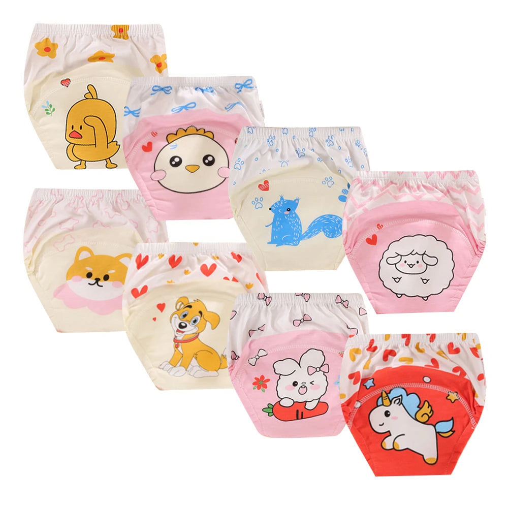 8pcs/6pcs Washable Baby Potty Training Pants Reusable Toilet Trainer Panty Reusable Cloth Diaper