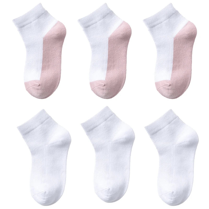 6 Pairs Cotton Kids Boys Girls Socks Childrens Babys Toddlers Sport Socks School Students Spring Autumn Soft Fashion Short Socks