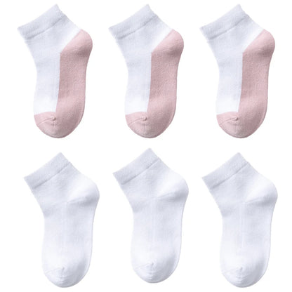6 Pairs Cotton Kids Boys Girls Socks Childrens Babys Toddlers Sport Socks School Students Spring Autumn Soft Fashion Short Socks