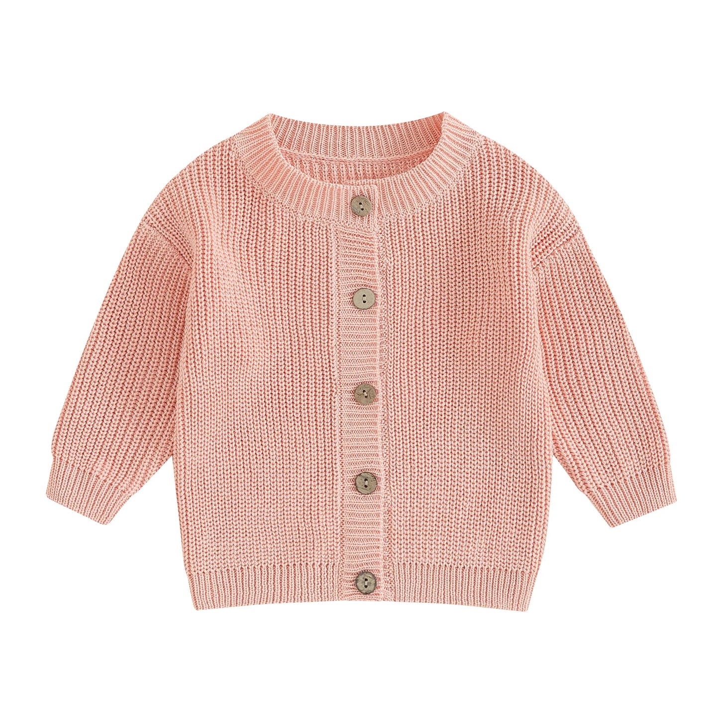 Infant Newborn Baby Girls Knit Cardigan Cute Long Sleeve Round Neck Solid Color Button Down Sweater Fall Tops 0-18M