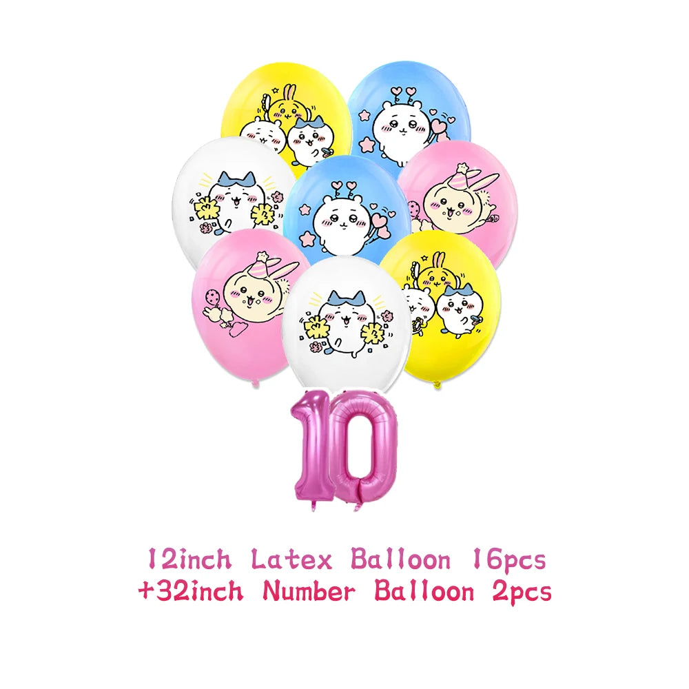 Cartoon Chiikawa Hachiware Usagi Birthday Party Decoration Background Balloon Set Cake Topper Backdrop Baby Shower Kid Gift Prop
