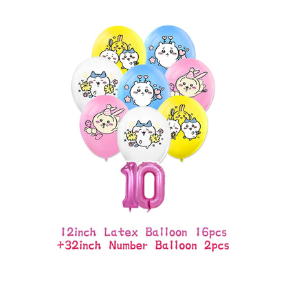 Cartoon Chiikawa Hachiware Usagi Birthday Party Decoration Background Balloon Set Cake Topper Backdrop Baby Shower Kid Gift Prop