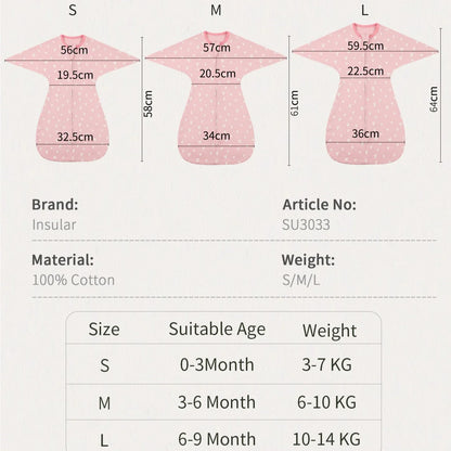 INSULAR Infant Hugging Blanket Soft Sleeping Bag All Cotton Sleep Sack Anti-startle 0-1Y