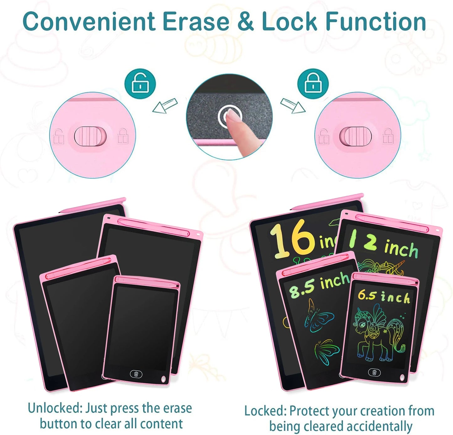 16/12/8.5/6.5 Inch LCD Writing Drawing Tablet Doodle Board Montessori Educational Toy for kids
