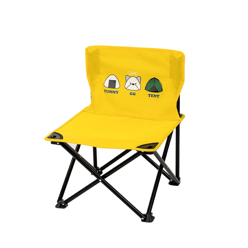 Cute Cartoon Kids Folding Camping Chair, Portable Lightweight Outdoor Seat Sturdy Steel Frame
