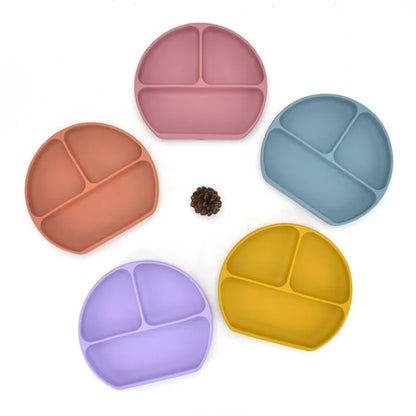 3/9Pcs Baby Tableware Set Food Grade Silicone Baby Dishes for Children's Cute Print Bib Bowl Non-Slip Plates with Sucker BPAFREE