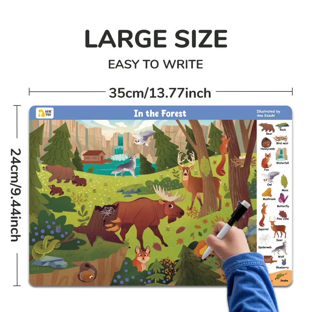 3 Themes Search and Find Game Looking for Different Interactive Activity Painting Kit Drawing Books with Reusable Pen