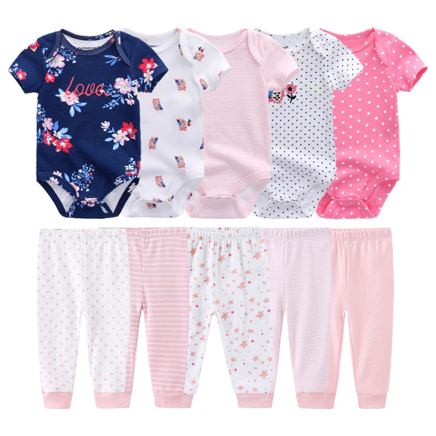 10Pcs Cartoon 100%Cotton Baby Girl & boy Clothes 0-12M Baby Clothes Sets Sleeveless
