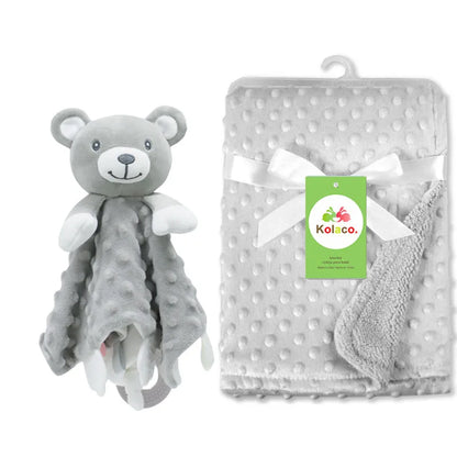 Personalized Newborn Baby Blanket with Name Custom Stroller Sleeping Dolls Animal Security Towel Gift Set for Baby Shower Gifts