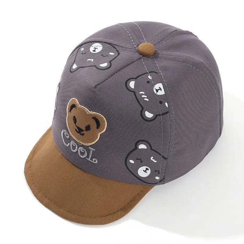 Hat Spring Summer Sunshade Cap Toddler Cartoon Little Bear Duckbill Cap Thin Lovely for Outdoor Soft Brim Baseball Cap for 0-1Y