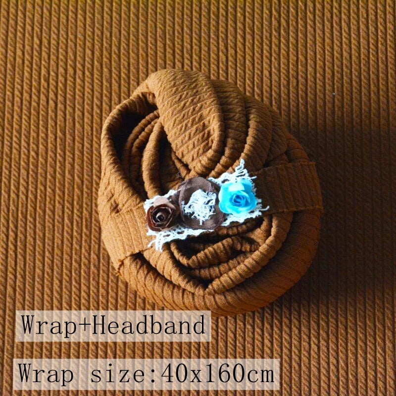 Stretchy Newborn Wrap Photography Jersey Baby Swaddle Wrap Headband Set Posing Pillow Newborn Photography Backdrops Accessories
