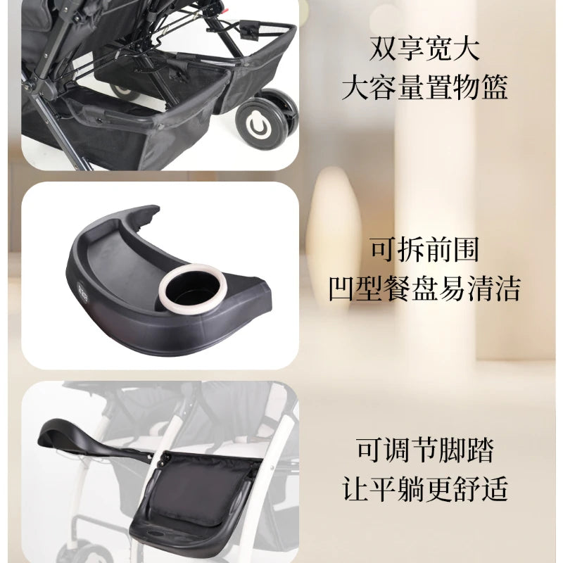 twin baby stroller Sitting, lying and folding stroller Lightweight and high-view