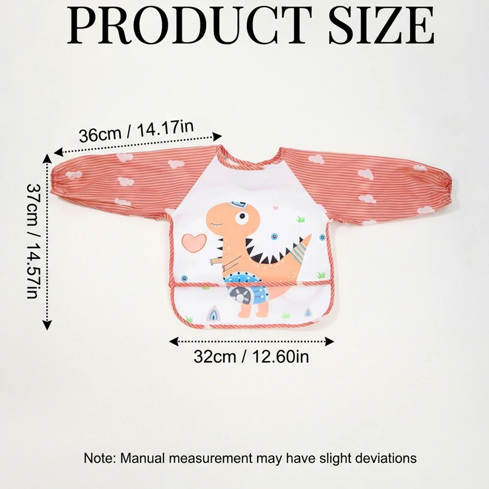 2pcs Waterproof Full Sleeve Baby Bibs Children Apron Long Sleeve Feeding Smock Kids Eating Breastplate Infant Scarf Clothing