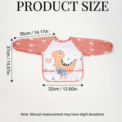 2pcs Waterproof Full Sleeve Baby Bibs Children Apron Long Sleeve Feeding Smock Kids Eating Breastplate Infant Scarf Clothing