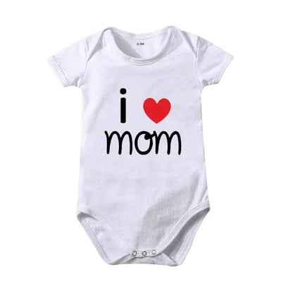 Pure Cotton I Love Mom Newborn Rompers  I Love Dad Baby Romper Twins Matching Bodysuit Summer for 0-24 Months Baby Clothes