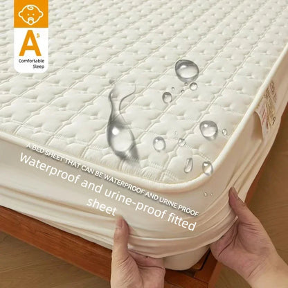 Fitted bed Sheet Waterproof Quilted Mattress Protector Breathable Mattress Cover Anti-mite Anti-bacterial No Pillowcase