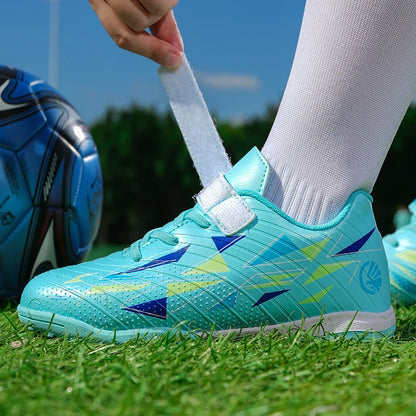 Professional Kids' Soccer Shoes Size 29-39 with Velcro Strap Breathable Durable Sports Footwear for Children