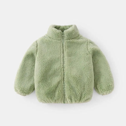 Winter Winter New Style Kids Plush Coat Simple Fashion Children Solid Color Casual Outerwear Tops Toddler Costume Warm Jacket