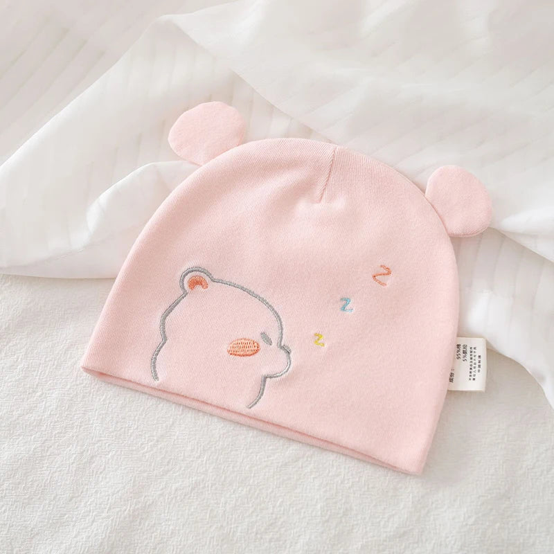 0-3M Newborn Fetal Hat Pure Cotton Baby Autumn Winter Warm Beanies Cute Bear Infant Head Protection Cap Boy Girl