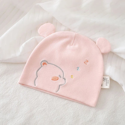 0-3M Newborn Fetal Hat Pure Cotton Baby Autumn Winter Warm Beanies Cute Bear Infant Head Protection Cap Boy Girl