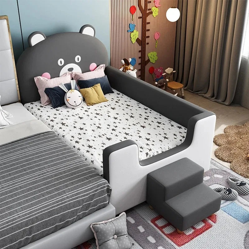 Baby Cot Bed Child with Desk Modern Childrens Furniture Kids Boys Crib with Mattress Included Set Space Design for Bedroom Frame
