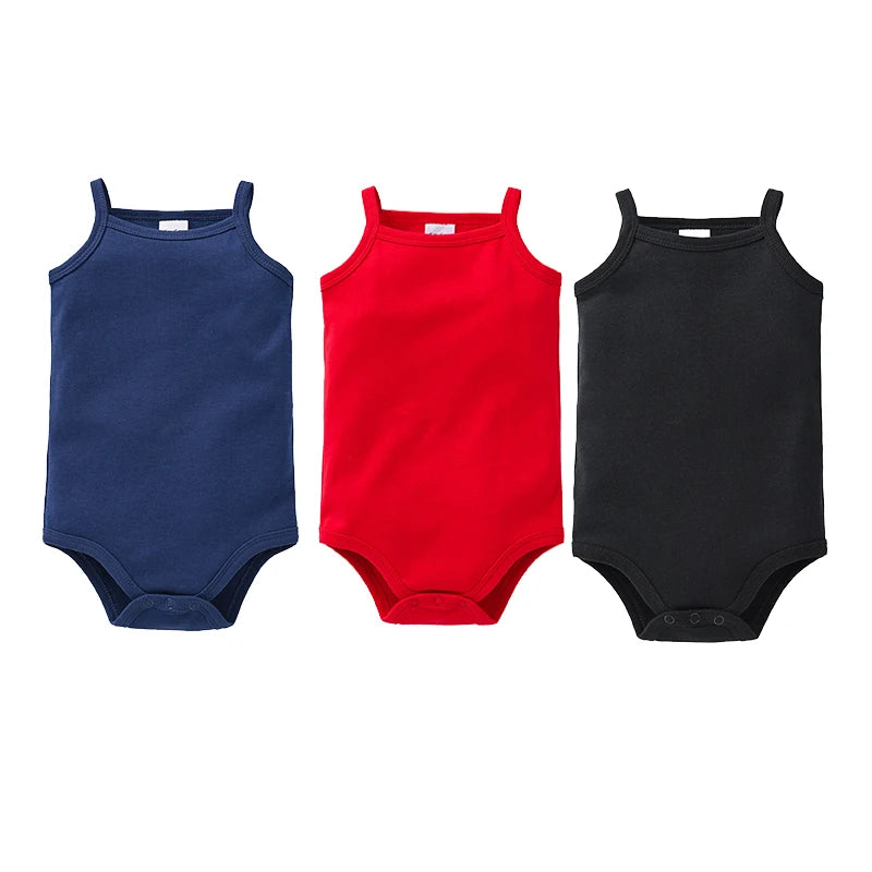 100% Cotton Baby Bodysuit Set for Girls Solid White Sleeveless Rompers (0–24 Months), Available in 1–6 Pieces