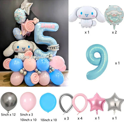 1 Set Cinnamoroll Foil Balloons for Birthday Party Decorations Baby Shower  Kids  Birthday Gift Macaron Latex Balloons Set