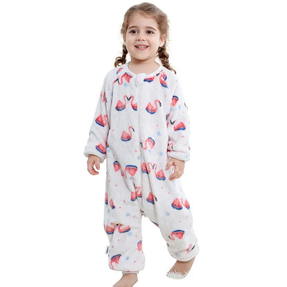MICHLEY Duck Cartoon Flannel Sleeping Sack Winter Clothes Toddler Girls Boys 1-7T