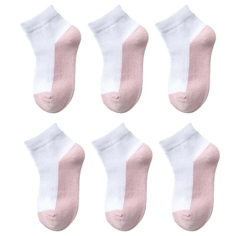6 Pairs Cotton Kids Boys Girls Socks Childrens Babys Toddlers Sport Socks School Students Spring Autumn Soft Fashion Short Socks