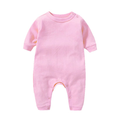 100% Cotton Baby Romper, Solid Color One-Piece Sleepsuit for Newborn Boys and Girls, Spring & Autumn Wear