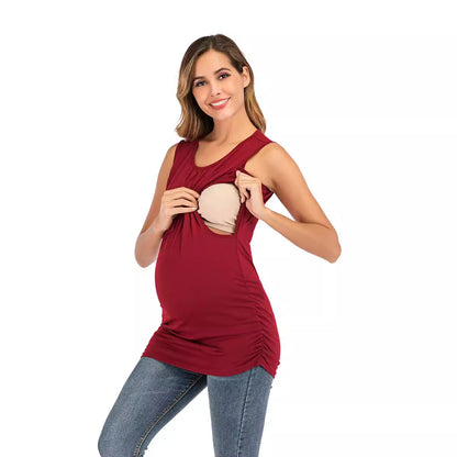 Wholesale Postpartum Woman Strap Tees for Breastfeeding T-Shirt Summer Tank Tops