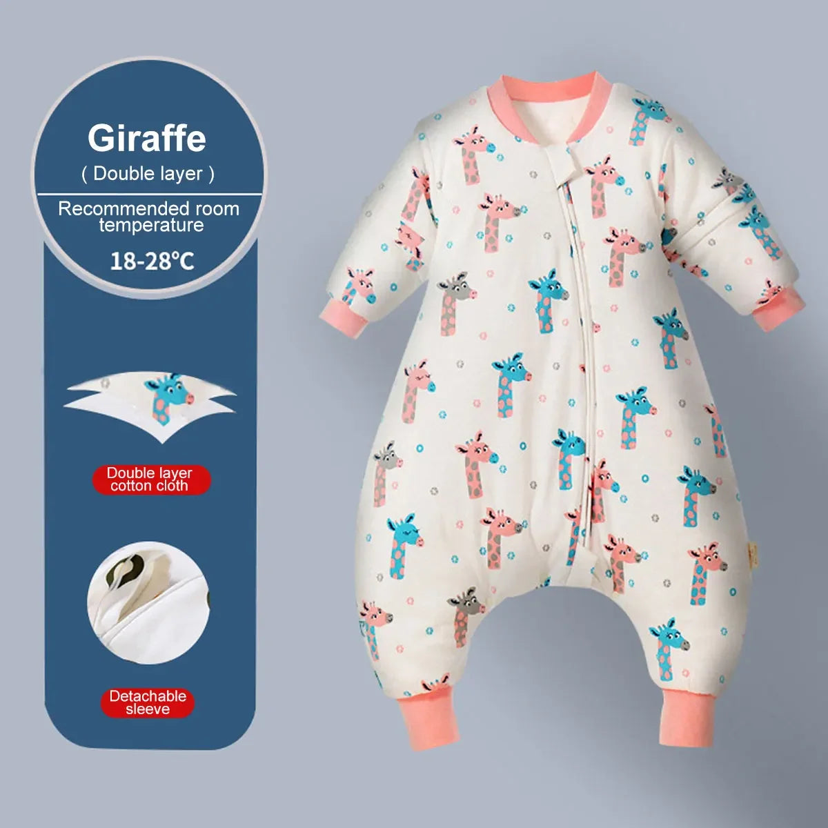 Baby & Toddler Cartoon Split-legged Sleep sacks With Detachable Sleeves for Boys Girls