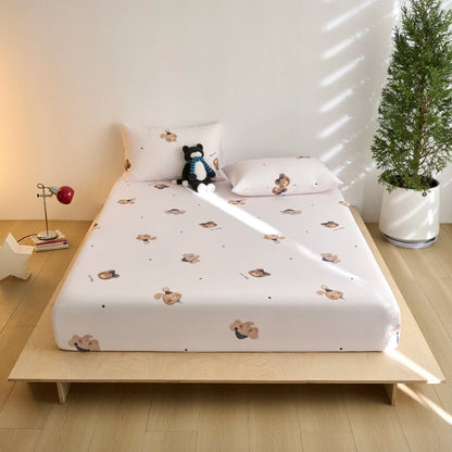 Ice Silk Bed Sheet Set Summer Breathable Cooling Fitted Sheet Pillowcase Cool Feel Single Double Mattress Cover,Can Custom Sizes