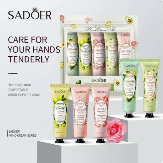 5Pcs/Pack Fruit Plant Fragrance Hand Cream Sets Moisturizing Lasting Repair