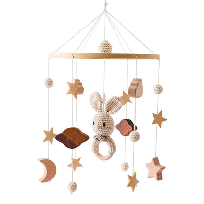 Baby Wooden Crib Mobile Bed Bell Hanging Rattle Toy Newborn Music Box Bed Bell Hanging Toys Holder Bracket Infant Crib Baby Gift