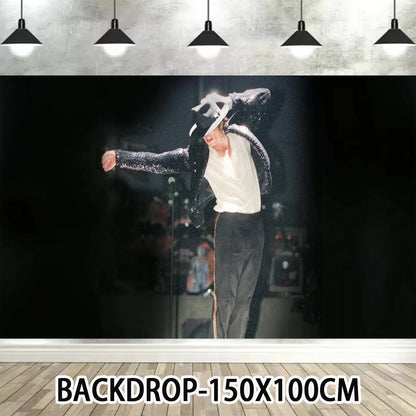 Music&Michael&J-jackson Birthday Party Supplies Banner Latex Balloons Cake Topper Cupcake Toppers Backdrop Fans Kids Adults Gift