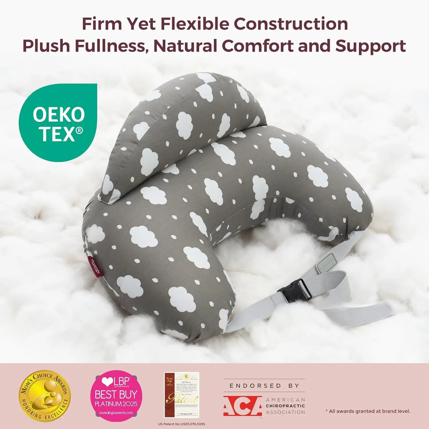Nursing Pillow for Breastfeeding with Safety Fence - Wide Support for Mom & Baby, Adjustable Fit, Removable Cover
