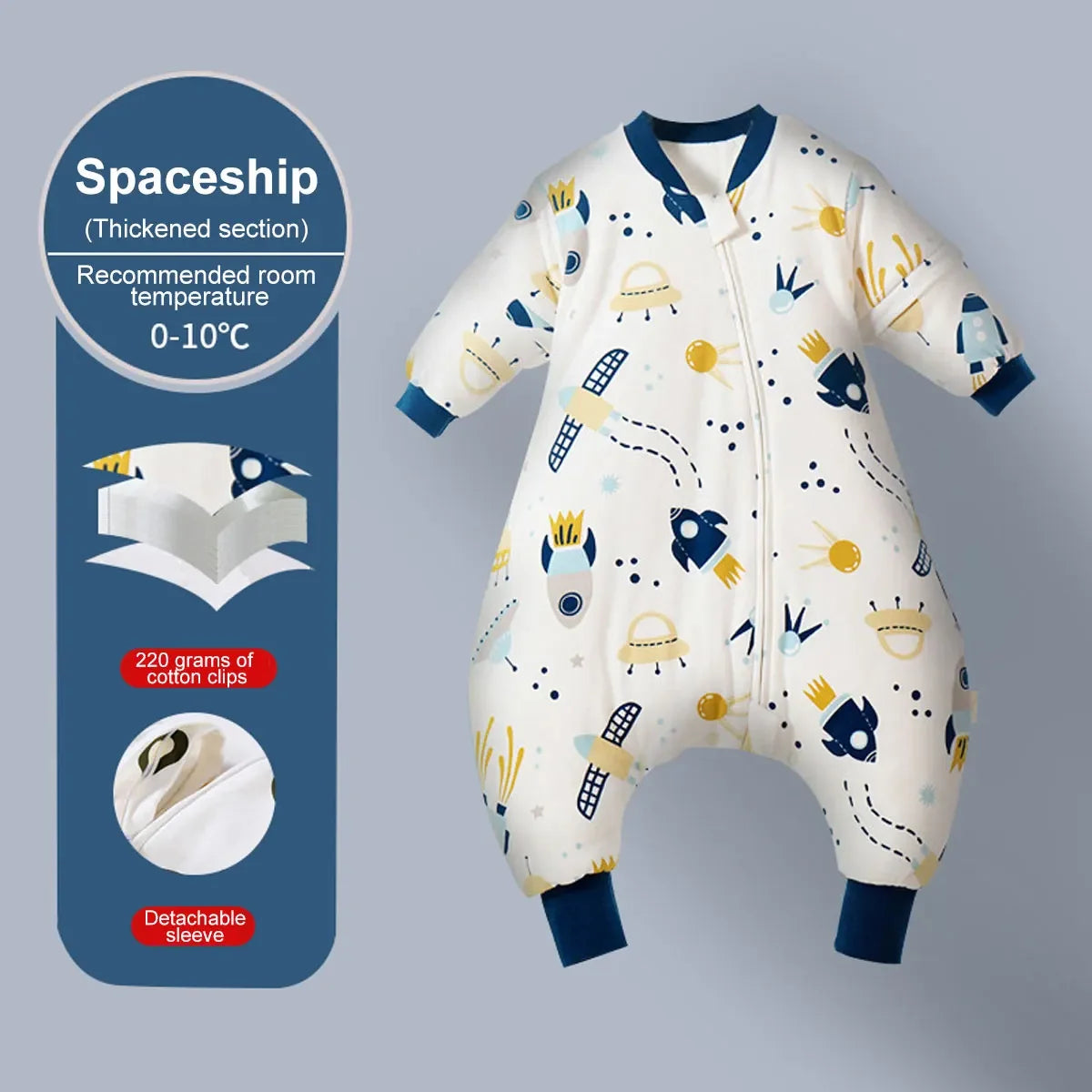 Baby & Toddler Cartoon Split-legged Sleep sacks With Detachable Sleeves for Boys Girls