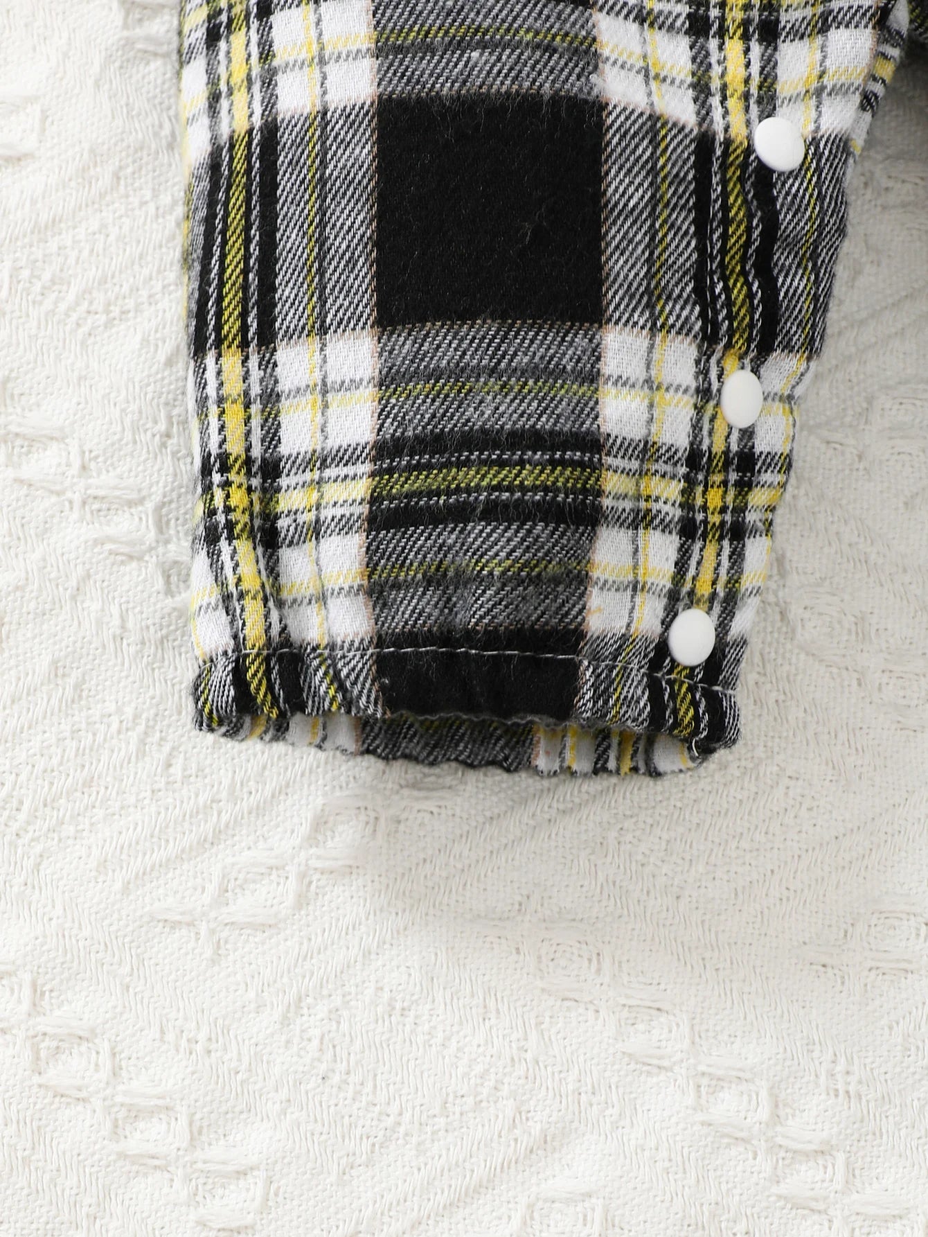 Newborn Literary Style Boy Baby Lapel False Strap Black Plaid Color Matching Jumpsuit Long Sleeve Button Cardigan Hat