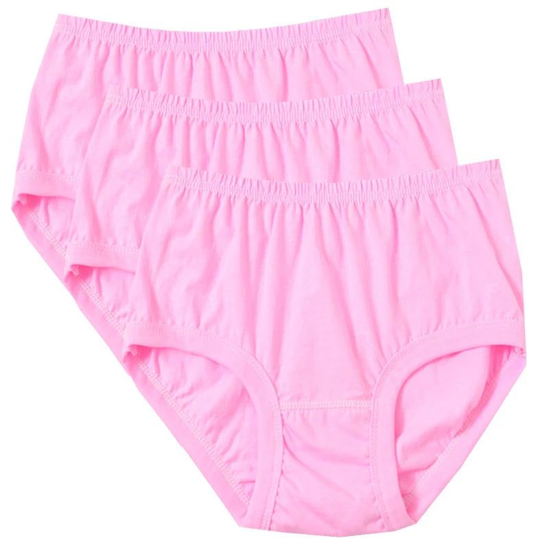 3pcs Pure Cotton Women Panties Large Size High Waist Underwear Plus Size Female