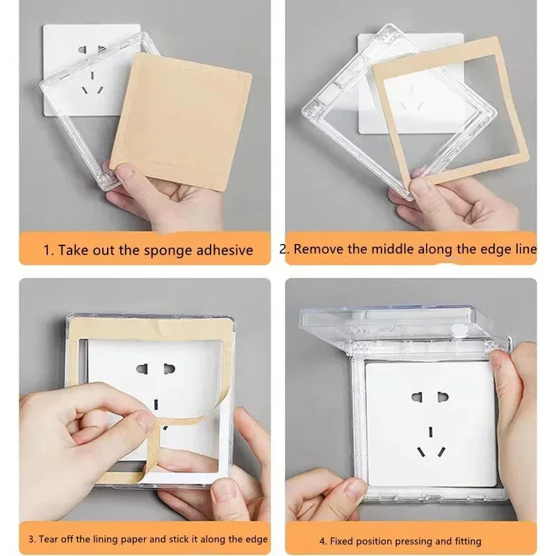 Power Outlet Portable Self-Adhesive Switch Protective Cover Waterproof Kids Safety Electric Plug Cover Protector