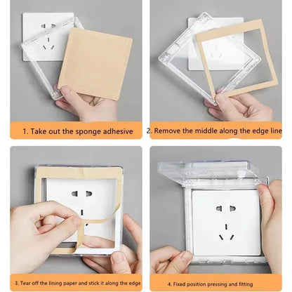 Power Outlet Portable Self-Adhesive Switch Protective Cover Waterproof Kids Safety Electric Plug Cover Protector