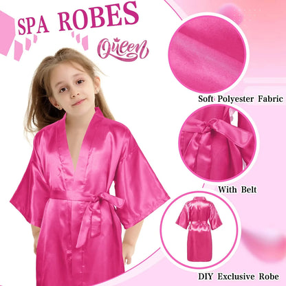 6-15Pcs Spa Party Robes for Girls Supplies Favors Kids Gowns Robe Soft Spa Headband Sleepover Birthday Party