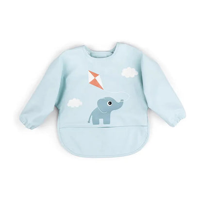 Baby Infant Eating Clothes PU Kids Smock Bib Long Sleeve Waterproof Food Pocket Easy to Clean