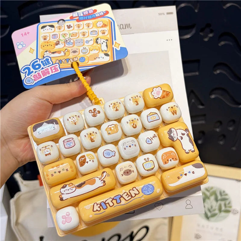 26 Keys Clicker Keychain Anti-Stress Keychain Hanging Pendant for Bag 26 Key Decompression Keyboard Keychains