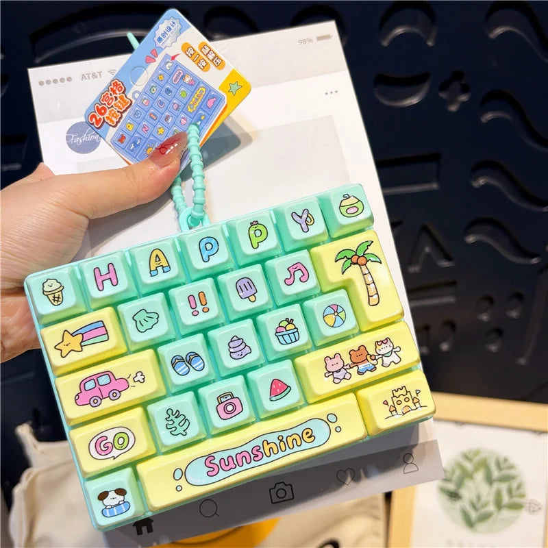 26 Keys Clicker Keychain Anti-Stress Keychain Hanging Pendant for Bag 26 Key Decompression Keyboard Keychains