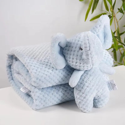 2pc/set Cartoon Baby Blanket with Soother Plush Dolls Flannel Skin-friendly Bedding Sleeping Blanket Comfortable Nap Cover
