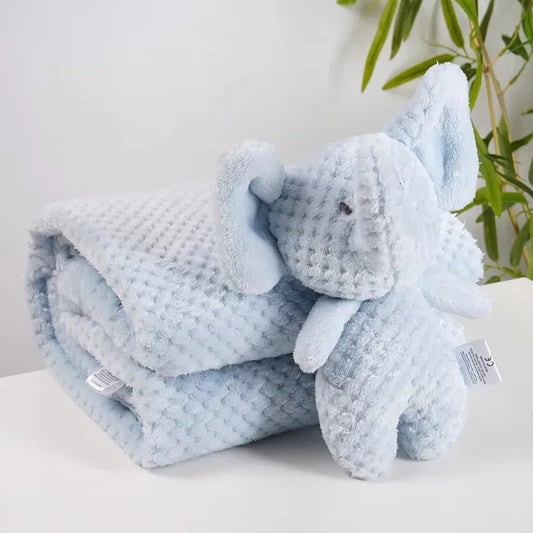 2pc/set Cartoon Baby Blanket with Soother Plush Dolls Flannel Skin-friendly Bedding Sleeping Blanket Comfortable Nap Cover