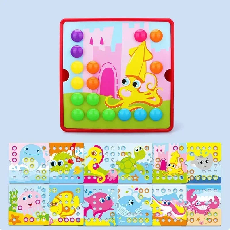 3D Mushroom Nail Puzzle Jigsaw Toys Baby Toys Cartoon Animal Puzzles Games Kids Early Educational Toys